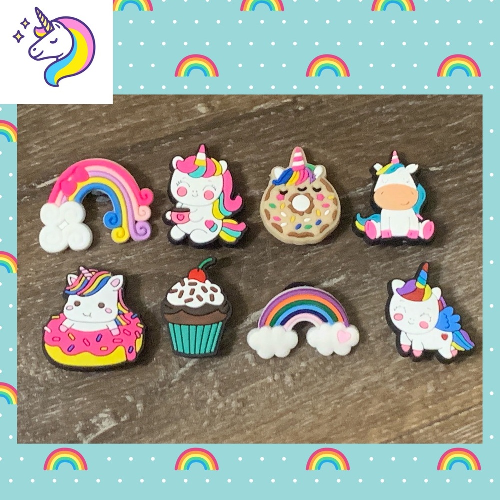 Unicorn 🦄 & Cupcakes 🧁 Kids Croc Charms 8pc set